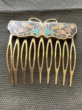 vintage cloisonn  butterfly hair comb Enamel Floral Vintage Estate Jewelry