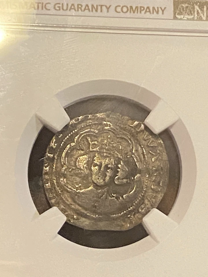 Medio Groat de plata de ley Eduardo III, NGC VF 25 S1640 Post Tratado. Foto 3 de 4