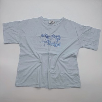 Princess Polly Angel Cherub Graphic Tee Baby Blue Cotton Short Sleeve Size 6
