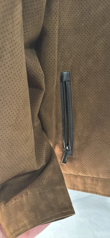 Chaqueta marrón con forro de franela Johnston & Murphy para hombre talla XL Foto 3 de 4