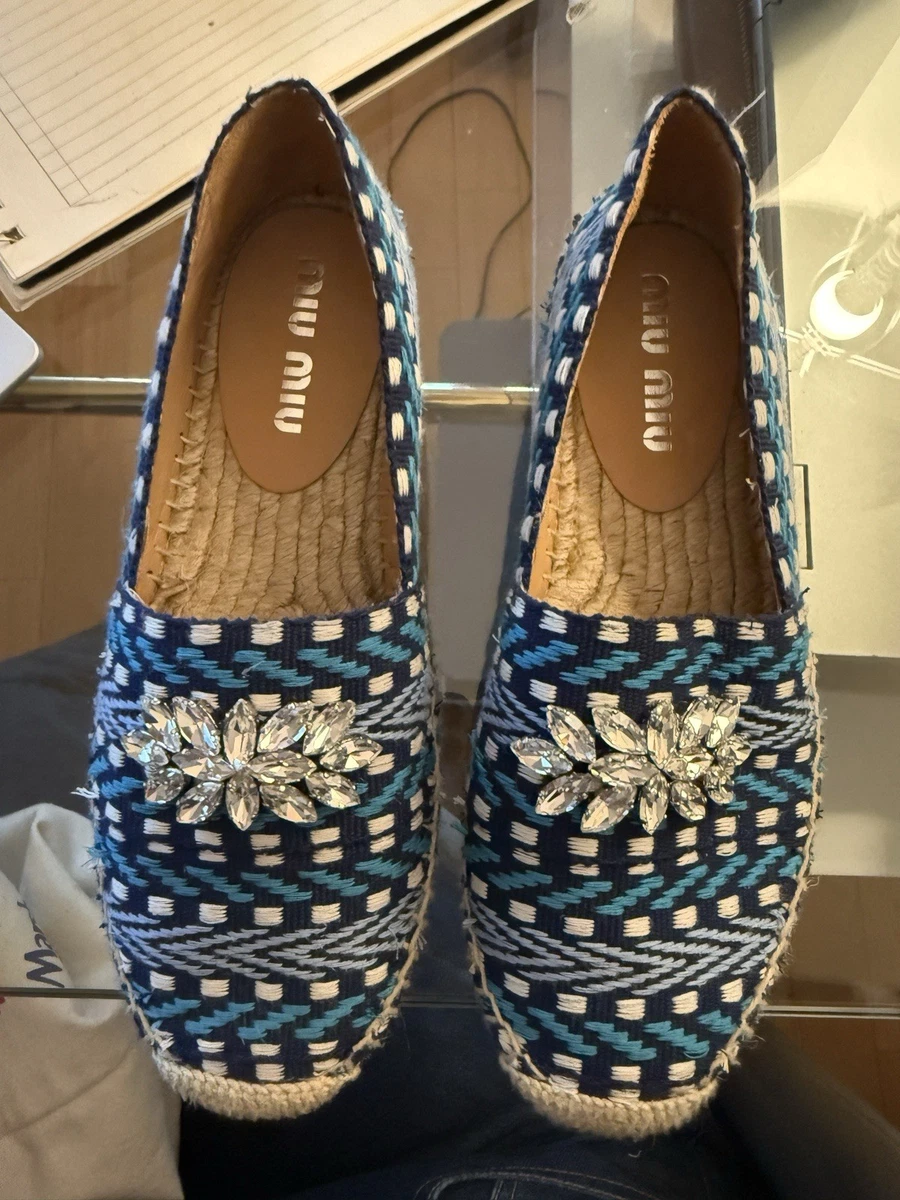 miumiu ブルーベルベット ミュール スタッズ クリスタル 装飾 美品 春夏 Women's Floral Miu Miu for sale | eBay