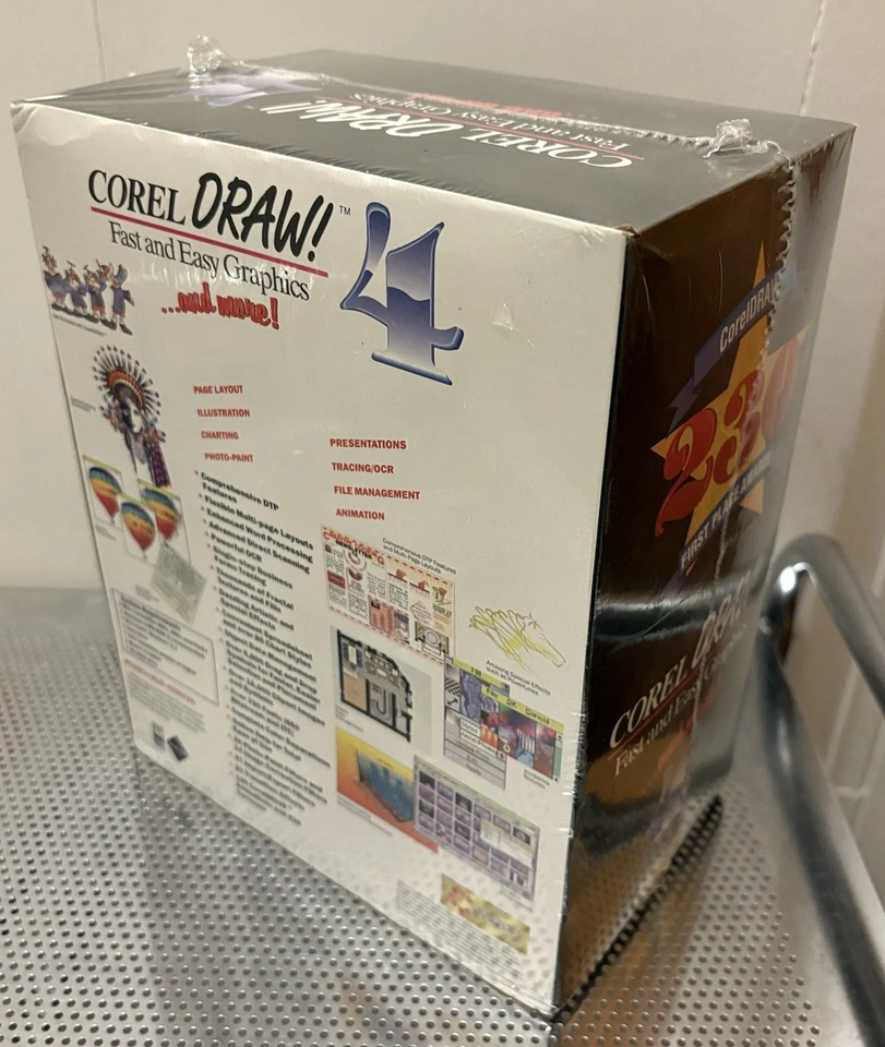 Sealed New COREL DRAW 4 PC CD ROM WIN COMPLETE BOXED PHOTO ANIMATION 1993 - Image 4 of 4