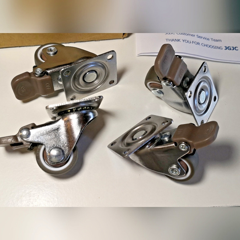 4pc soft rubber small locking caster wheels. 1". JGJC for furniture. Tiny lock