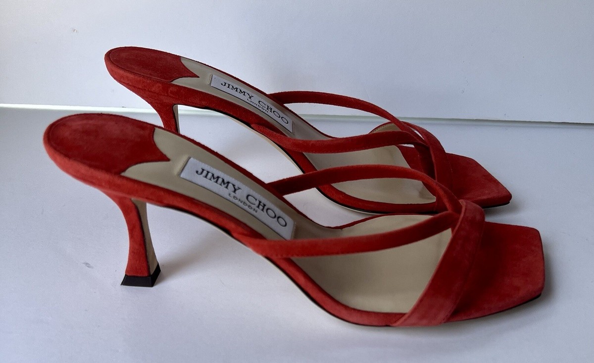 Jimmy Choo ミドルサンダル レッド SS25 JIMMY CHOO Maelie 70 Suede Sandals Women's Red EU 37.5/ US