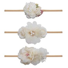 Baby Girl Floral Headband Nylon Flower Crown Elastic Hairband 3pcs Hair 2 