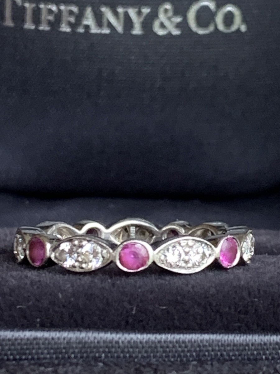 Tiffany & Co Platinum Jazz Swing Pink Sapphire Diamond .63 TCW
