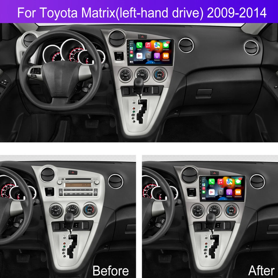 4+64GB Android 15 CarPlay Car Radio Stereo GPS WIFI For Toyota Matrix 2009-2014 Foto 2 de 4