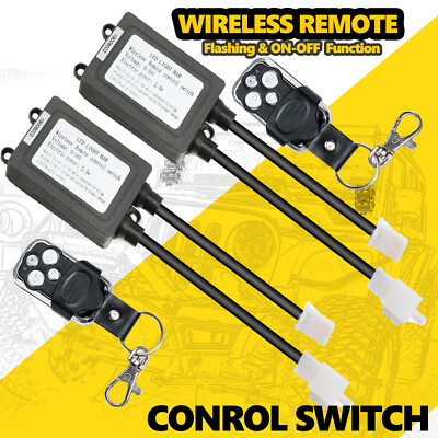 2X Wireless Remote Comtrol Switch Strobe for Wiring Kit LED Cube Work Light Bar