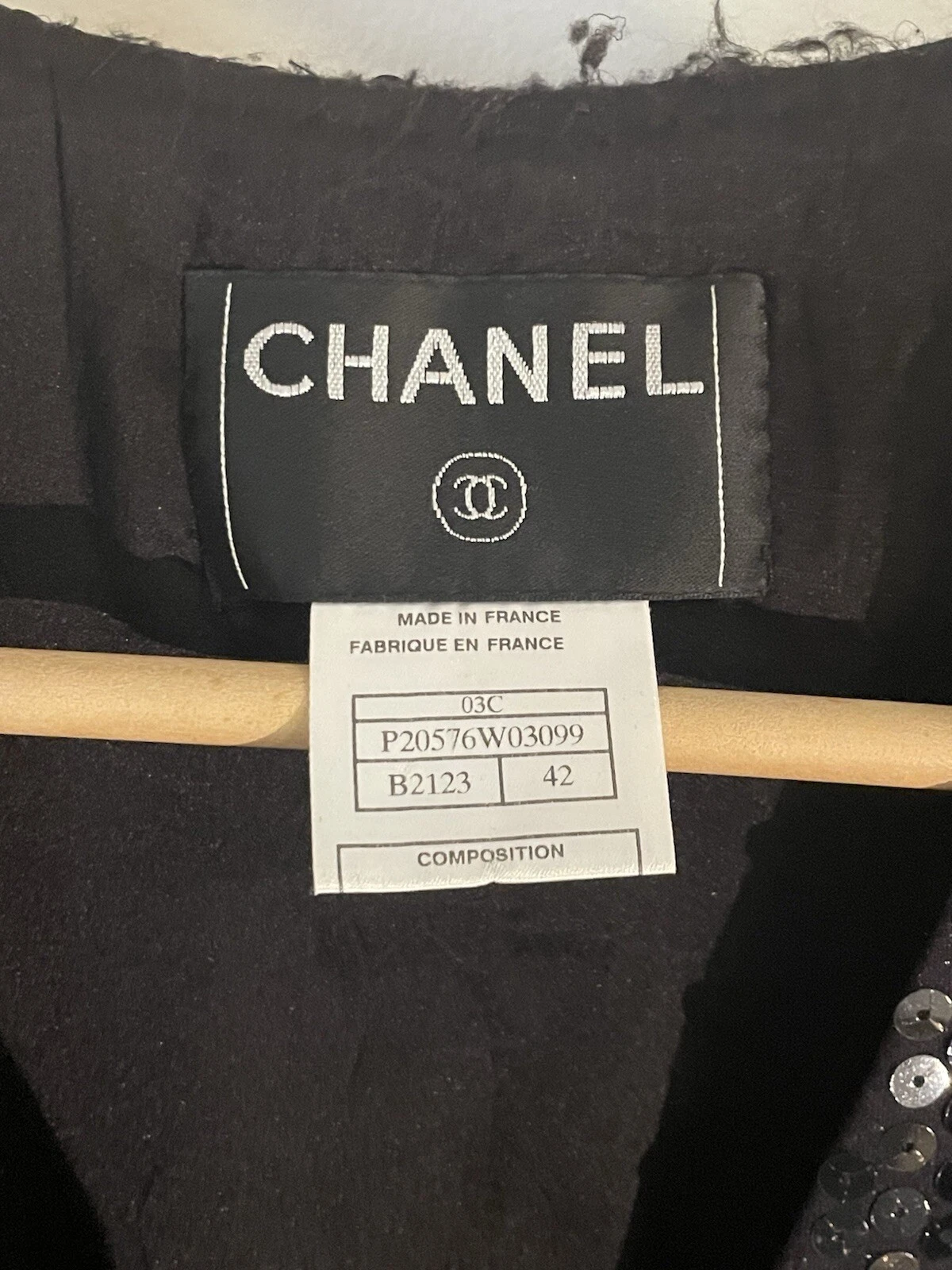Giacca CHANEL 03C nera con paillettes e glitter taglia 42 Karl Lagerfeld