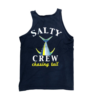 SALTY CREW CHASING TAIL Tank Top Shirt Men's MEDIUM Black Sleeveless Tee