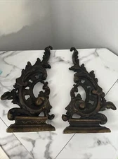 Antique French Rococo Baroque Andirons - Do Not Have The Stands Gilt Cast Iron