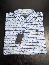 NWT MEN'S GREG NORMAN POLO, SIZE: L, COLOR: BLUE PALM PRINT J553
