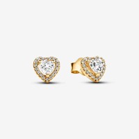 Pandora Ohrstecker Herz Vergoldetes Metall Goldfarben WeißE Steine 268427C01