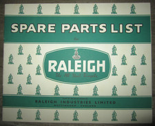 Folleto de catálogo de colección, lista de piezas de repuesto para Raleigh, The All Steel Bicycle, años 50