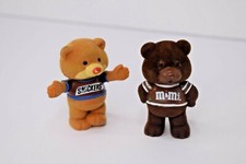 Set of 2 Vintage1987 Mars Candy Flocked Bears 2.5" Figures Snickers & M&Ms