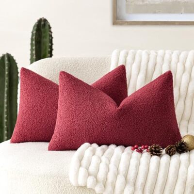 Pack of 2, Curly Faux Fur Decorative Throw Pillow 12