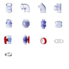 Clear PVC 50mm ID Pressure Pipe and Fittings Metric Solvent Weld Various Parts