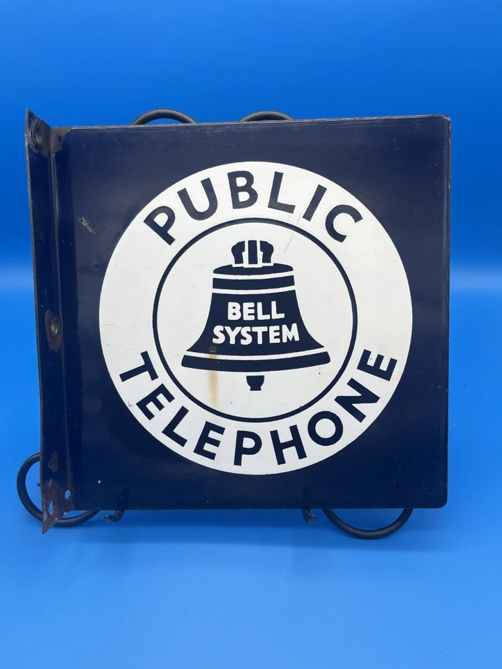 Original Bell System Pubic Telephone Porcelain Flange Sign - 11 x 11 - Image 2 of 3