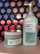 2 Bath  Body Works Aroma Breathe Deep Eucalyptus  Lavender Lotion  Scrub New