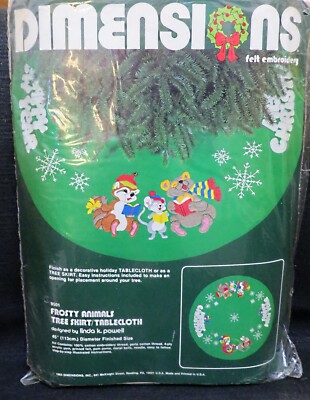 Dimension's ''Frosty Animals'' Felt Embroidery Tree Skirt/Tablecloth Kit No. 9501