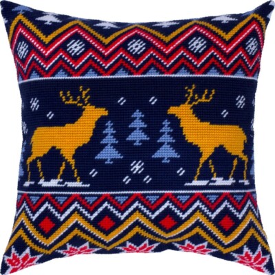 Tapestry embroidery Pillow Cover DIY kit ''Winter'' Needlepoint kit Printed canvas