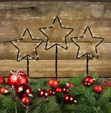 3er Set Weihnachtsstern 60 LED warm-weiß Stern klein Garten Deko Lichterkette