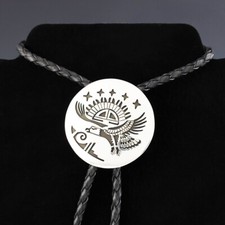 NATIVE AMERICAN NAVAJO STERLING SILVER EAGLE BOLO TIE BY ADRIAN SANCHEZ