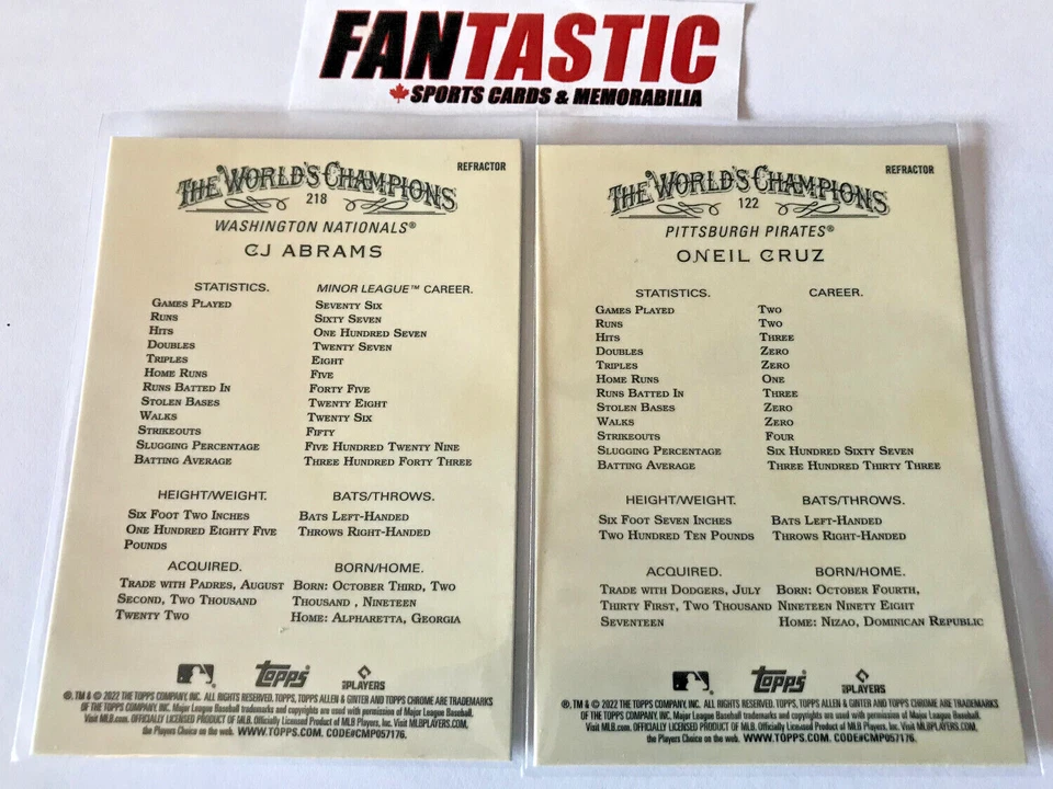 2022 Topps Allen & Ginter Chrome REFRACTOR card YOU PICK Finish Your Team Set! - Image 2 of 2