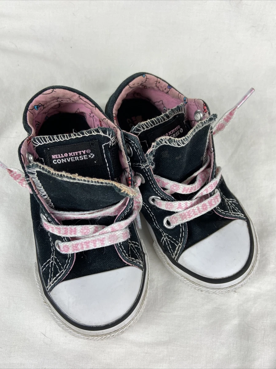 Converse Hello Kitty Chuck Taylor Black Low Top Toddler double tongue Size 8