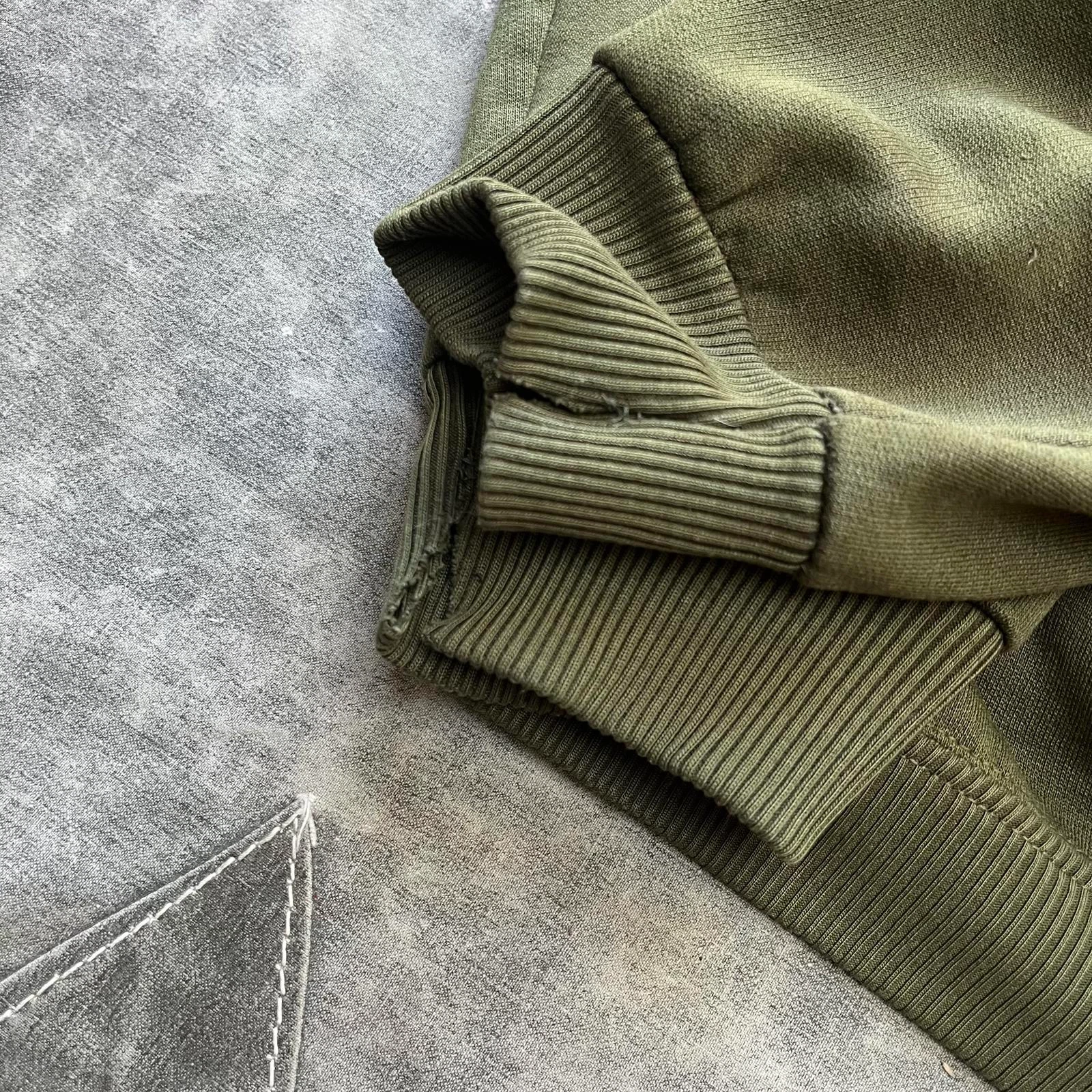 RHUDE Felpa con cappuccio vintage Y2K verde oliva cani maleducati pitbull grunge