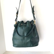Ora Delphne Green Pebbled Leather Convertible Claire Bucket Handbag Nwot