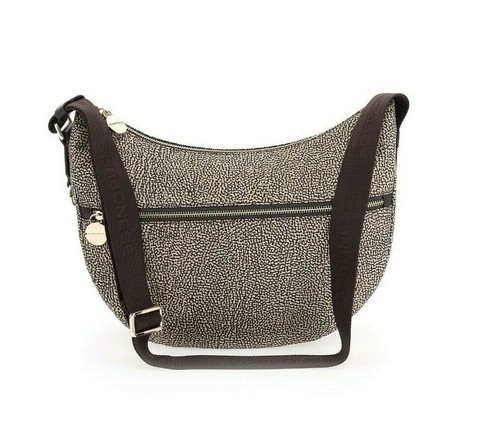 Borsa a Tracolla BORBONESE Luna Bag Middle linea Jet Op in Tessuto Color  Sabbia a sconto