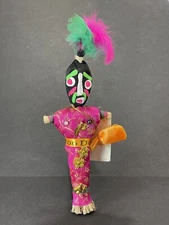Hand crafted Souvenir straw Voodoo Doll. Pink