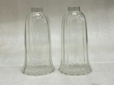 Lampada Vintage In Vetro Cristallo Trasparente Con Paralume A Flute Rara 2 Pz.