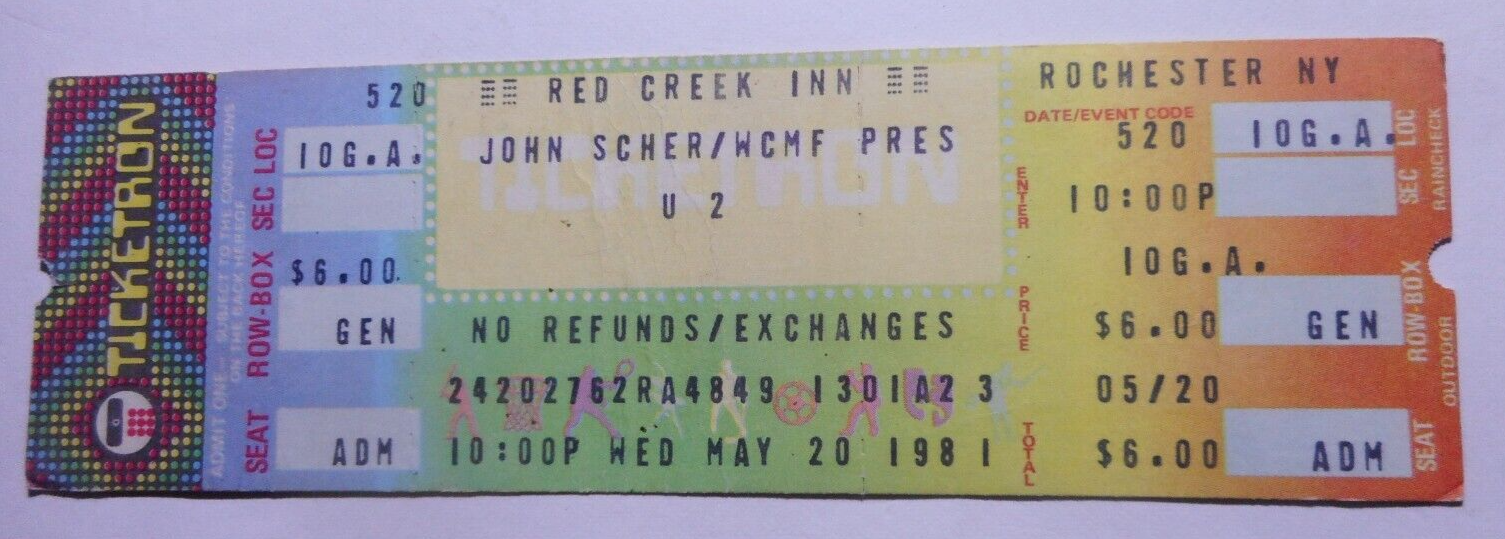 U2 1981 rare first USA tour concert ticket excellent condition