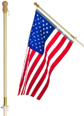 Anley 60'' Solid Pine Wooden House Flagpole tangle-Free Adjustable Rotating Ring