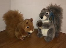 Vintage Aurora 8.5  Red Squirrel  Fiesta 10.5  Gray Squirrel Plush Stuffed Toy