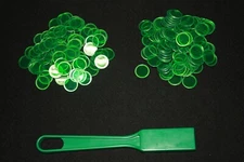 Magnetic Green Bingo Wand and 200 Chips Markers – Use on paper, sheets, cards 
