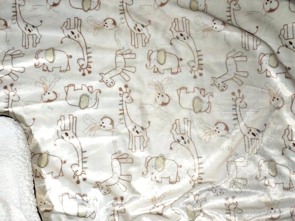 Manta SL Home Fashions Beige Jungle Safari Marrón Blanco Sherpa Lovey RN 119741 Foto 2 de 4