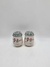 Thomson Pottery Winterland Green 3 1/4 Inch Salt & Pepper Set-Mint Condition