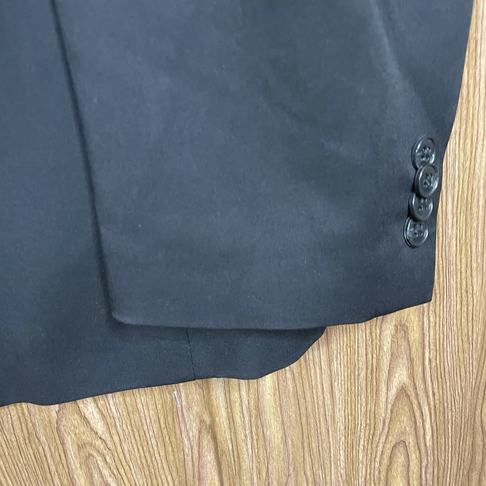 Kenneth Cole Blazer Jacket Mens 42S Black Solid Wool Double Vented Two Buttons - Image 3 of 4