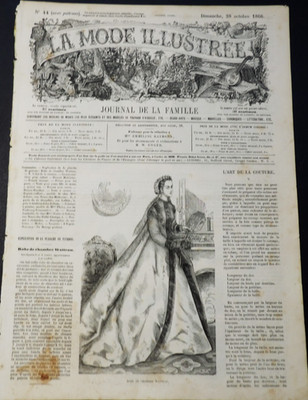 La Mode Illustree -Sunday, 28 October 1866, No.44, French Fashion Magazine.