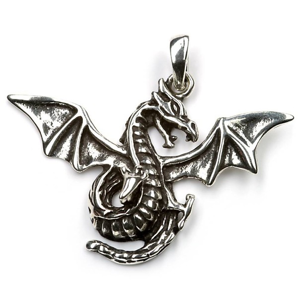 KettenanhäNger Schwarzer Drache 925 Silber Oxidiert 3,7Cm Amulett AnhäNger-image