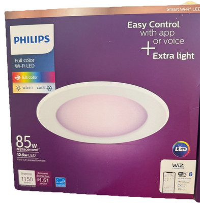 Philips 562314 Smart Wi-Fi LED Color Changing Recessed Light Kit - Dimmable