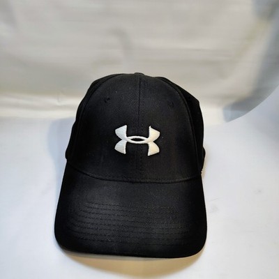 Under Armour Hat Cap Black Embroidered Logo Stretch Fit Control Fit Athletic