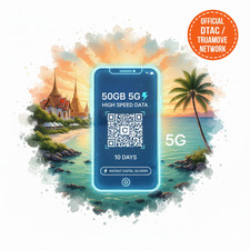 Thailand Travel eSIM | 50GB High Speed 5G Data | 10 Days | DTAC TrueMove H