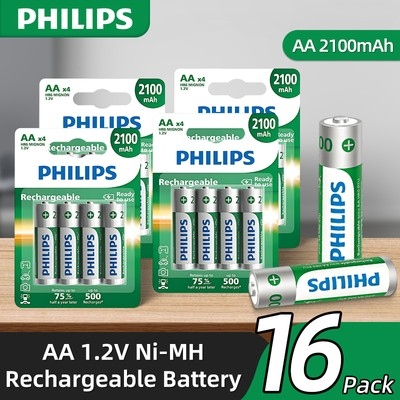 #ad Original Philips 16 Pack 1.2v AA Ni MH Rechargeable Battery 2100mAh for Solar $14.99