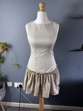 PrettyLittleThing Stripe Mini Dress UK 8 BNWT Drop Waist Ruffle Hem i10