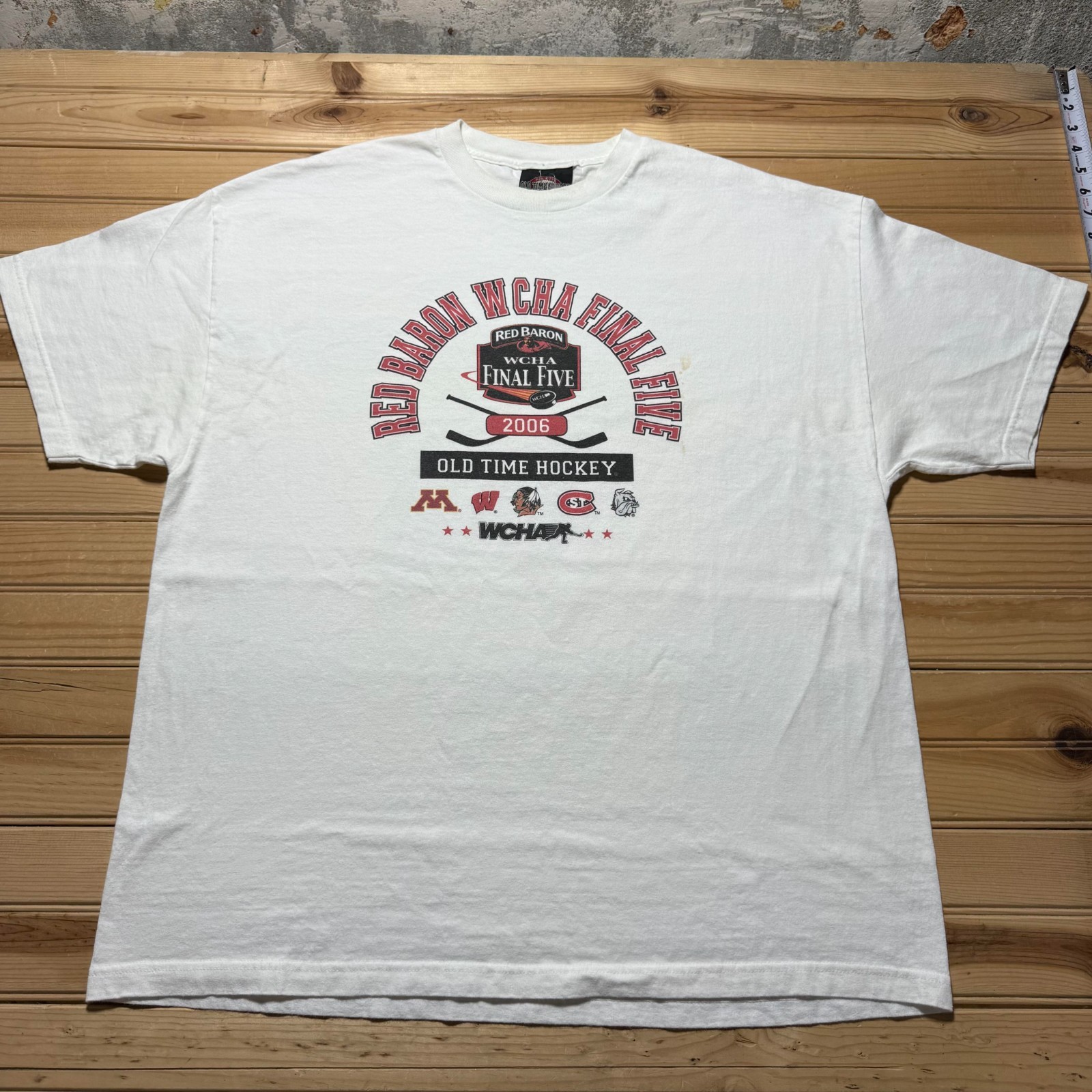 Y2K 2006 Red Baron WCHA Final Five Old Time Hockey T-Shirt USA Made - Size XXL