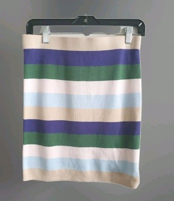 Anthropologie Kule Knit Skirt Tan Multi Striped Stretch Womens Medium NWT 